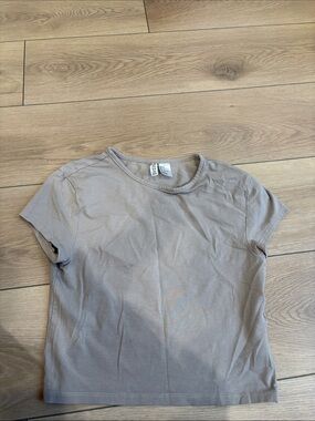 H&M Short Sleeve Crewneck Top - Taupe